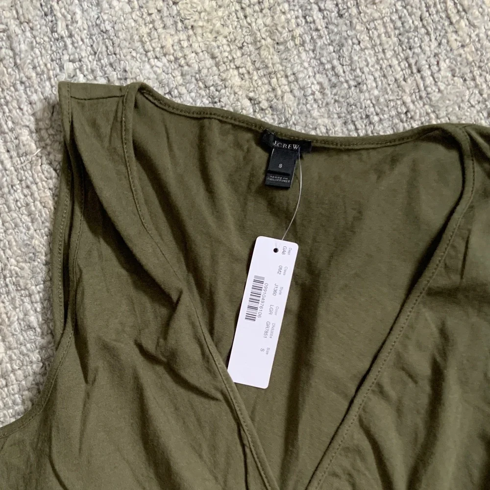 J. Crew Olive Sleeveless Wrap Blouse - Picture 2 of 2